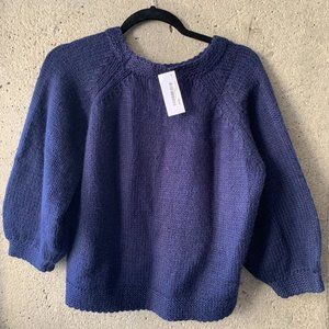 NWT OAK + FORT Navy Cropped Sweater